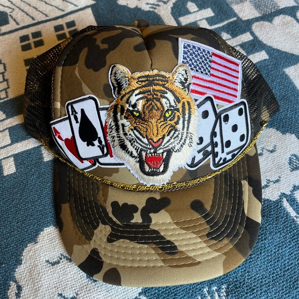 Custom Camo Trucker Hat with Chain